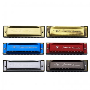 Swan Harmonica <font color=red>Blues</font>10 holes Harmonica male C key, children, beginners, students, blues, 10 holes, introduction, small 囗琴