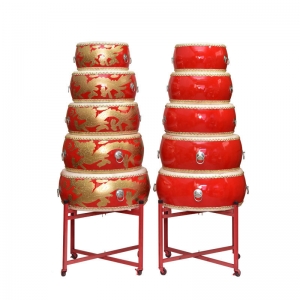 Cowhide drum big drum dragon drum prestige gongs and drums Chinese red adult children's performance plate drum flat drum hall drum dance drum
