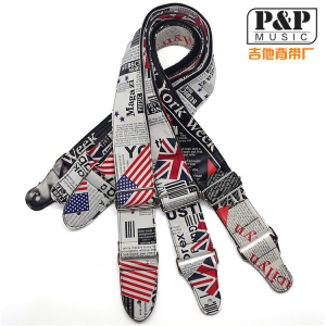P&P guitar strap PU leather guitar strap folk guitar strap printing electric guitar strap wholesale