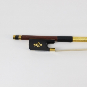 Green wood carved cello bow, snake pattern wood tail library