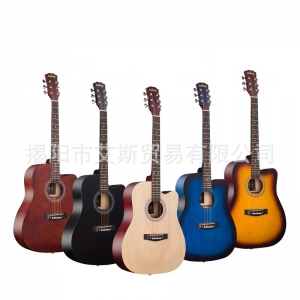 【factory Outlet】41 inch acoustic guitar wood color full basswood folk guitar beginner beginner beginner piano